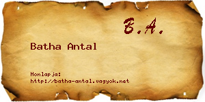 Batha Antal névjegykártya